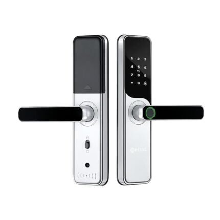 IPLUG Smart Lock | Heavy Duty Metal Body | 5-Way Unlocking | WiFi Mobile App | OTP Access | Fingerprint | Pincode | RFID Card | Mechanical Key | Premium Lock | Stainless Steel Mortise (Silver)