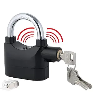 High Security Alarm Padlock – 110dBA Loud Alarm, Multipurpose Use, Comes with 3 Keys, Durable & Theft-Deterrent Padlock (Black)