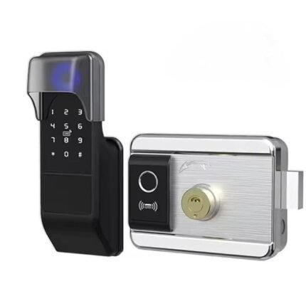 (BMT-22) Navkar Systems Weatherproof Tuya WiFi Smart Door Lock Digital Password Double Fingerprint Electronic motorised Rim Lock for All Swing Doors