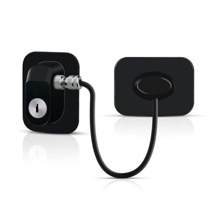Child Safety Device Refrigerator Door Lock with 2 Keys and Adhesives, Cabinet Restrictor Cable for Baby and Toddler, Lock for Cupboards, Drawers, Fridge, Wardrobe (Pack of 1),Black
