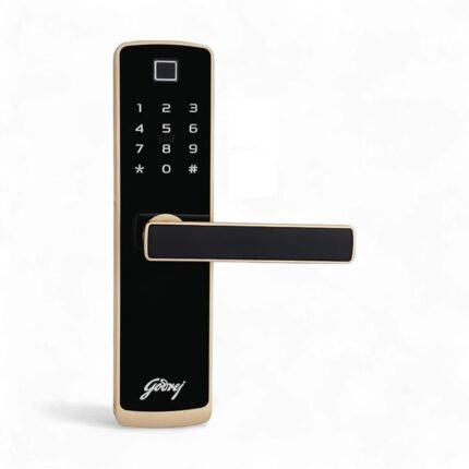 Godrej Smart Lock I Catus Connect I Digital Lock for Wooden Door | 5 in 1 Access I WiFi I Fingerprint I RFID Card I PIN Access I Mechanical Key I 3 Strong Locking Dead Bolts I Champagne Gold