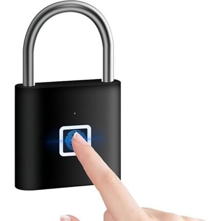 TARTECK Smart Fingerprint Padlock – Biometric Digital Lock for Home, Gym Locker & Luggage | Type-C Rechargeable Smart Gadget for Men | Keyless Electronic Security for Main Gate & Door (Black)