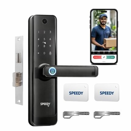 Speedy Wi-Fi Smart Door Lock for Main Door with Built-in Camera, 6 Way Access (Fingerprint, PIN, RFID, App, OTP Unlock, Emergency Key), Free Installation, 2 Year Warranty