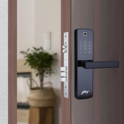 Godrej Smart Lock I Catus Connect I Digital Lock for Wooden Door |5 in 1 Access IWiFi I Fingerprint I RFID Card I PIN Access I Mechanical KeyI 3 Dead Bolts I Black I 3 Yrs Warranty| Free Installation