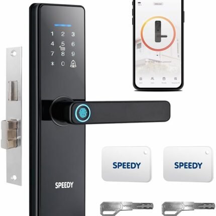 Speedy Wi-Fi Smart Door Lock for Main Door, 6 Way Access (Biometric, OTP Unlock, Password, RFID, Mobile App, 2 Emergency Keys), Fits 30–60 mm Doors, Free Installation, 2 Year Warranty
