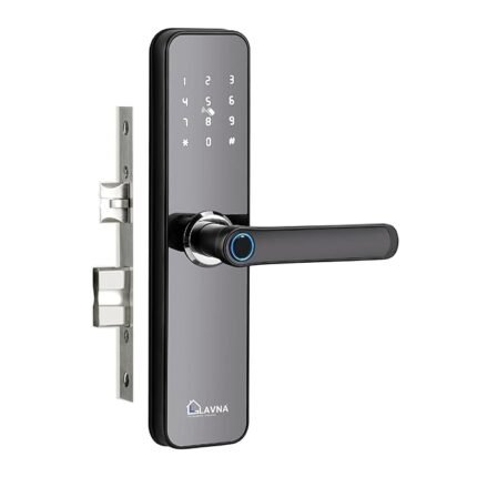 LAVNA Smart Door Lock | 6 Way Unlock | Fingerprint, Mobile App, Bluetooth, OTP, PIN, RFID Card and Manual Key Access for Wooden Doors | Free Installation (LA28) (Bluetooth Black)