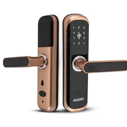 AGARO Grand Smart Door Lock with Handle, Auto Lock, Unlock with Finger Print/RFID Card/PIN Access/App with Bluetooth/Manual Key Access, Digital Door Lock, Anti-Theft Lock, Home Safety, Rose Gold