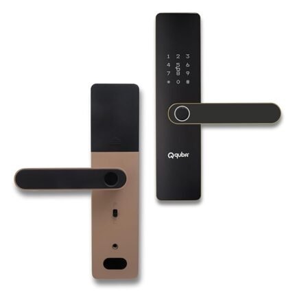 Quba QLICK Digital Smart Lock | 5-Way Access Biometric Door Lock | Gold | WiFi & Fingerprint Enabled Security with Anti-Tamper & Hijack Alarm | 2 Keys & 100 User Capacity | 2 Yr Warranty