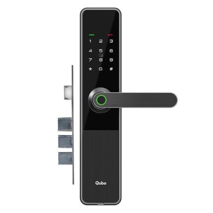 Qubo Smart Door Lock Optima from Hero Group | 4 Bolts | Fingerprint | PIN | Access Cards | Mechanical Key | Passage Mode | 2 Years Brand Warranty | (Black)