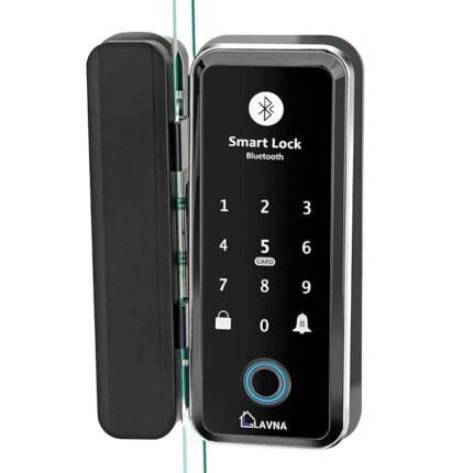 LAVNA Digital Smart Glass Door Lock | 6 Way Unlock | Fingerprint, Mobile App, Remote, RFID Card, OTP, PIN for 10-12 mm toughened Glass Doors only | Free Installation (LA5 Bluetooth)