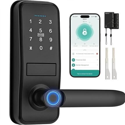 Smart Door Lock with Fingerprint & Keypad: Electronic Deadbolt Lock for Front Doors, Entry Doors, and Exterior Doors, Featuring Code Access and Key Backup