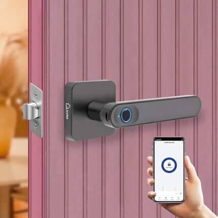 LAVNA Smart Door Lock | 3 Way Unlock | Fingerprint, Mobile app, Key Access Suitable for 28 mm to 55mm Wooden Door fit with Right N Left Door Handle (Digital) (LA15)
