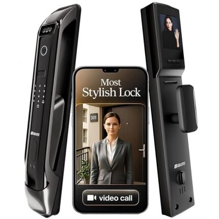 Golens X28 Luxury Digital Smart Door Lock | 9 Ways Unlocking | 3D Face ID | Fingerprint | Mobile App | RFID Card | PIN | OTP | Mechanical Key | Temporary Password | No Extra Gateway Required | Black