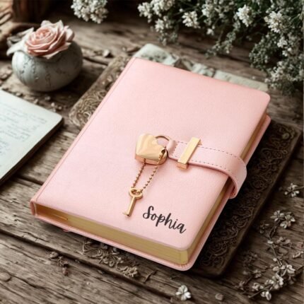 Personalized Diary For Girls. Valentines Day Gift For Her. Leather Journal With Lock And Key, Secret Notebook For Journaling. Girls Journal.