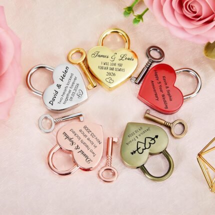 Personalized Heart Lock, Custom Padlock, Two Hearts Locked in Love, Wedding Gifts, Anniversary Gift for Boyfriend Husband, Couples Gifts