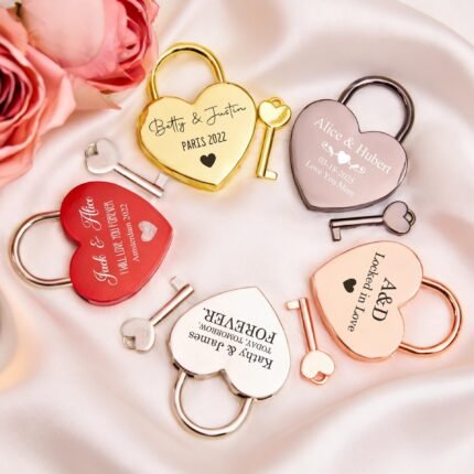 Custom Engraved Love Padlock Valentine's Day Gift Personalized Padlock with Key Anniversary Gift for Him Couple Gifts Honeymoon Travel Gift